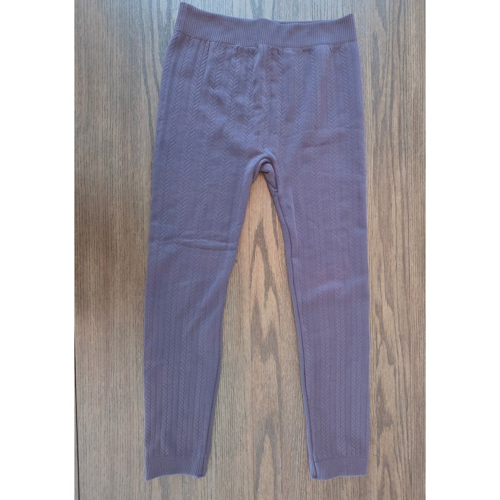 Nautica Womens Herringbone Cable Knit Leggings Mauve Purple Size M/L